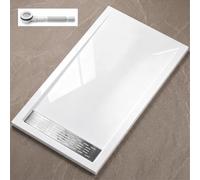doporro Receveur de Douche Blanc Bac à Douche Extra Plat Rectangulaire en Acrylique 90x140x5cm + Bonde AL01 Design Xetro04