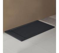 doporro Receveur de Douche Rectangulaire Ultra Plat 90x160x3cm | Solid Surface, Gris Noir Mat, avec Bonde AL06, Geoma10A