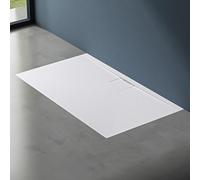 doporro Receveur de Douche Bac à Douche Ultra Plat en Solid Surface Blanc Mat Geoma07 80x120x3cm avec Bonde AL06