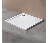 doporro Receveur de Douche Ultra Plat Bac à Douche Carré Antiglisse Acrylique Blanc 90x90x4cm Lucia01AR