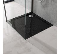 doporro Receveur de Douche Ultra Plat Bac à Douche Carré Antiglisse Acrylique Noir 100x100x4cm Lucia1AR