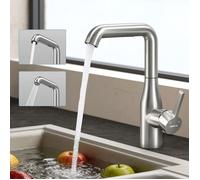 doporro Robinet Cuisine avec Douchette Extractible Mitigeur Cuisine à Arc Élevé Pivotant 360° Argent Brossé 2 Modes Acier Inoxydable Eau Chaude et Froide 26,2 cm Turnix-04