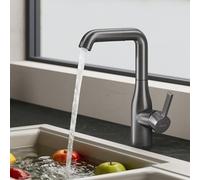 doporro Robinet Cuisine avec Douchette Extractible Mitigeur Cuisine à Arc Élevé Pivotant 360° Argent Brossé 2 Modes Acier Inoxydable Eau Chaude et Froide 26,2 cm Turnix-04