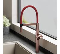 doporro Robinet Mitigeur Cuisine avec Douchette Magnétique à Arc Élevé Pivotant 360° Or Rose 2 Modes Acier Inoxydable Eau Chaude et Froide 57,2 cm Turnix-01