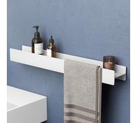 doporro Serviteur de Douche Mural Amovible avec Porte-Serviettes 80cm | Étagère de Douche, Blanc Mat, Alliage Al-Mg, Organisateur de Toilettes, pour Salle de Bain et Cuisine, Reglo-03