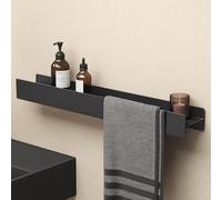 doporro Serviteur de Douche Mural Amovible avec Porte-Serviettes 80cm | Étagère de Douche, Noir Mat, Alliage Al-Mg, Organisateur de Toilettes, pour Salle de Bain et Cuisine, Reglo-03