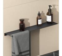 doporro Serviteur de Douche Mural avec Porte-Serviettes Étagère Douche | Noir Mat, Aluminium, Organisateur de Toilettes, 60cm, pour Salle de Bain et Cuisine, Reglo-06