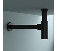 doporro Siphon pour Lavabo et Vasque en Laiton Anti-Odeur Noir Mat | Rond, S05