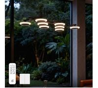 doporro Suspension LED Lampe Noire Mat avec 8 Spots Ronds Moderne 32W Lustre Réglable 2340LM avec Télécommande Alivetta3377