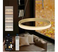 doporro Suspension Luminaire LED Dimmable Lampe Plafond Doré 30W Lustre Réglable Éclairage Suspendu Intérieur Luvina02