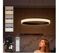 doporro Suspension Luminaire LED Dimmable Lampe Plafond Noir Sablé 30W Lustre Réglable Éclairage Suspendu Intérieur Luvina02