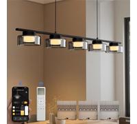 doporro Suspension Luminaire LED Éclairage Suspendu Intérieur 15W Noir | Dimmable, 3000K-6000K, Lustre, Réglable, avec Télécommande, Salon, Chambre, Salle à Manger, Alivetta7915