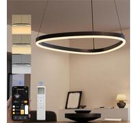 doporro Suspension Luminaire LED Salon Lampe Noire 15W Lustre Salle à Manger Réglable Éclairage Suspendu Intérieur Design Luvina06