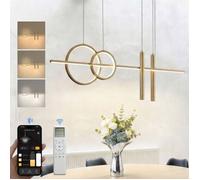 doporro Suspension Luminaire LED Salon Lustre Réglable Lampe Dorée 30W Éclairage Suspendu Intérieur Design Alivetta2256