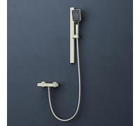 doporro Système de Douche avec Douchettes à Main Pommeau de Douche Mitigeur | Blanc, en Alliage d'Aluminium, Barre Coulissante à Réglage Continu 60cm, pour Salle de Bain, Arvexa-02