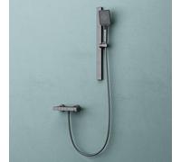 doporro Système de Douche avec Douchettes à Main Pommeau de Douche Mitigeur | Gris, en Alliage d'Aluminium, Barre Coulissante à Réglage Continu 60cm, pour Salle de Bain, Arvexa-02