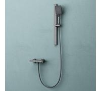doporro Système de Douche avec Douchettes Douche à Main Pommeau de Douche Gris en Alliage d'Aluminium Mitigeur Salle de Bain avec Barre Coulissante à Réglage Continu de 70 cm Duschsystem10