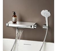 doporro Système de Douche Thermostatique avec Douchettes Douche à Main Chromé Robinet Baignoire Pommeau de Douche en Laiton avec Plateau de Rangement Salle de Bain Duschsystem8