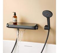 doporro Système de Douche Thermostatique avec Douchettes Douche à Main Noir Mat Robinet Baignoire Pommeau de Douche en Laiton avec Plateau de Rangement Salle de Bain Duschsystem8
