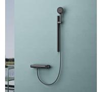 doporro Système de Douche Thermostatique avec Douchettes Douche à Main Pommeau de Douche Gris Salle de Bain avec Barre Coulissante à Réglage Continu de 60 cm Duschsystem9