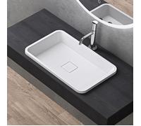 doporro Vasque à Encastrer Lavabo Blanc Mat 53 x 33 x 10,5cm Lave Mains Rectangulaire avec Cache Bonde Colossum104