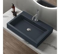 doporro Vasque à Poser 60cm Lavabo Suspendu Gris Noir Mat Colossum06 Fonte Minérale Solid Surface 60x42x10cm
