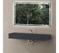 doporro Vasque à Poser Gris Noir Mat avec Bonde Lavabo de Salle de Bains Suspendu 120cm Lave Mains Rectangulaire avec Cache Bonde Colossum6028