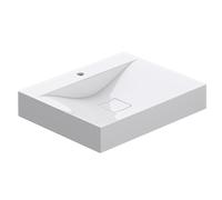 doporro Vasque à Poser 60cm avec Bonde Lavabo Suspendu Blanc Colossum810 Fonte Minérale Solid Surface 60x48x12cm
