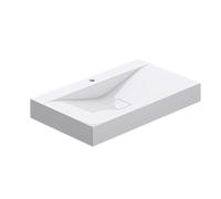 doporro Vasque à Poser 80cm avec Bonde Lavabo Suspendu Blanc Colossum810 Fonte Minérale Solid Surface 80x48x12cm