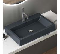 doporro Vasque à Poser 60cm Lavabo Suspendu Gris Noir Mat Colossum06 Fonte Minérale Solid Surface 60x42x10cm
