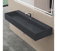 doporro Vasque à Poser Gris Noir Mat avec Bonde Lavabo de Salle de Bains Suspendu 120cm Lave Mains Rectangulaire avec Cache Bonde Colossum6028