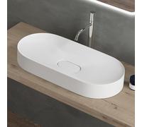 doporro Vasque à Poser Ovale Blanc Mat Lavabo de Salle de Bains évier 71x35,5x10cm Lave Mains avec Cache Bonde Colossum826