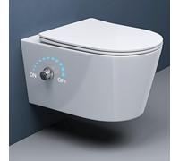 doporro WC Suspendu Blanc Cuvette Céramique avec Fonction de Bidet | Abattant Silencieux, avec Frein de Chute, Aachen601