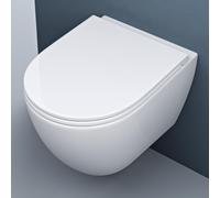 doporro WC Suspendu Blanc Cuvette Céramique Toilette Abattant Silencieux avec Frein de Chute Aachen179