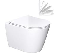 doporro WC Suspendu Blanc Cuvette Céramique Toilette Abattant Silencieux avec Frein de Chute Aix108-K