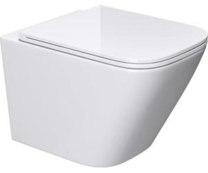 doporro WC Suspendu Blanc Cuvette Céramique Toilette Abattant Silencieux avec Frein de Chute Aix112