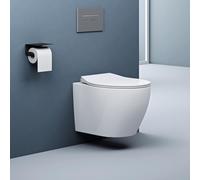doporro WC Suspendu Blanc Cuvette Céramique Toilette Abattant Silencieux avec Frein de Chute Aix126