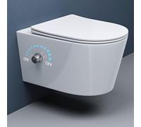 doporro WC Suspendu Blanc Cuvette Céramique Toilette avec Fonction de Bidet Abattant Silencieux avec Frein de Chute Aachen601