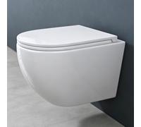 doporro WC Suspendu Blanc Cuvette Céramique Toilette Abattant Silencieux avec Frein de Chute Aachen179
