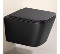 doporro WC Suspendu Gris Noir Mat Cuvette Céramique Toilette Abattant Silencieux avec Frein de Chute Aix112