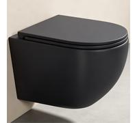 doporro WC Suspendu Gris Noir Mat Cuvette Céramique Toilette Abattant Silencieux avec Frein de Chute Aix179