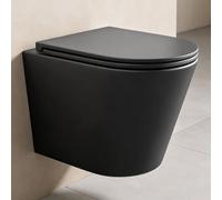 doporro WC Suspendu Gris Noir Mat Cuvette Céramique Toilette Abattant Silencieux avec Frein de Chute Aix108