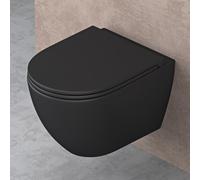 doporro WC Suspendu Gris Noir Mat Cuvette Céramique Toilette Abattant Silencieux avec Frein de Chute Aix179