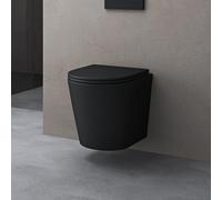 doporro WC Suspendu Gris Noir Mat Cuvette Céramique Toilette Abattant Silencieux avec Frein de Chute Aix108