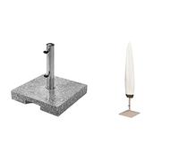 Doppler Double Granit Socle 25kg - Pied de Parasol Haute qualité avec Tube INOX - carré - 37cmx38cmx5.5 cm & Housse de Parasol Amazon Basics