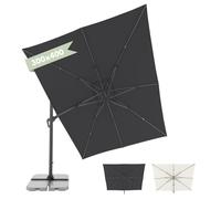 Doppler Parasol déporté Jack 300x400 cm, Anthracite, à manivelle, UV 50+ | Parasol de jardin rectangulaire, aluminium, inclinable, orientable des 2 côtés & rotatif à 360°, pied en croix inclus