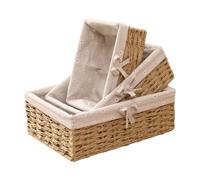 Dopsyesn Panier À Pain De Service - Panier à Pain en Rotin Naturel | Corbeilles Rustiques Tressées à la Main 3 Pièces de Rangement pour Légumes Collations Cuisine Maison Table et Comptoir de Salle à