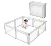Doradotey Parc pliable pour bébé, 150 x 180 cm, parc de jeu pour bébés et tout-petits de forme réglable pour l'intérieur, grand parc de jeu, gris clair cationique