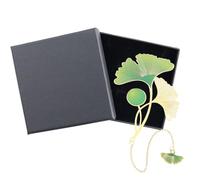 Doré Marque-Pages en Métal, Ginkgo Marque Page Original, Marque Page Livre Personnalisé, Cadeaux pour Femme Homme, Cadeau pour collègues, étudiants et enseignants avec Coffret Cadeau