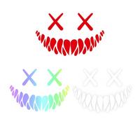 DORHWIX 3 Pièces Autocollants Moto Réfléchissants Avec Visage Sourire Diabolique, Résistants Aux Intempéries Pour Voiture, Casque Et Boîte Aux Lettres, Couleurs: Blanc, Rouge, Laser